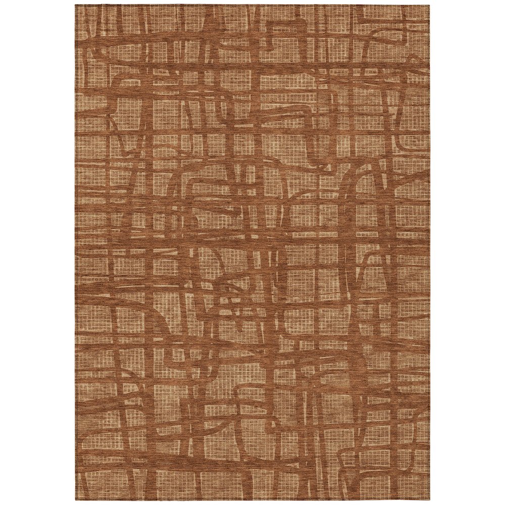 Machine Washable Indoor/Outdoor Chantille ACN2491 Orange 9' x 12' Rug. Picture 1