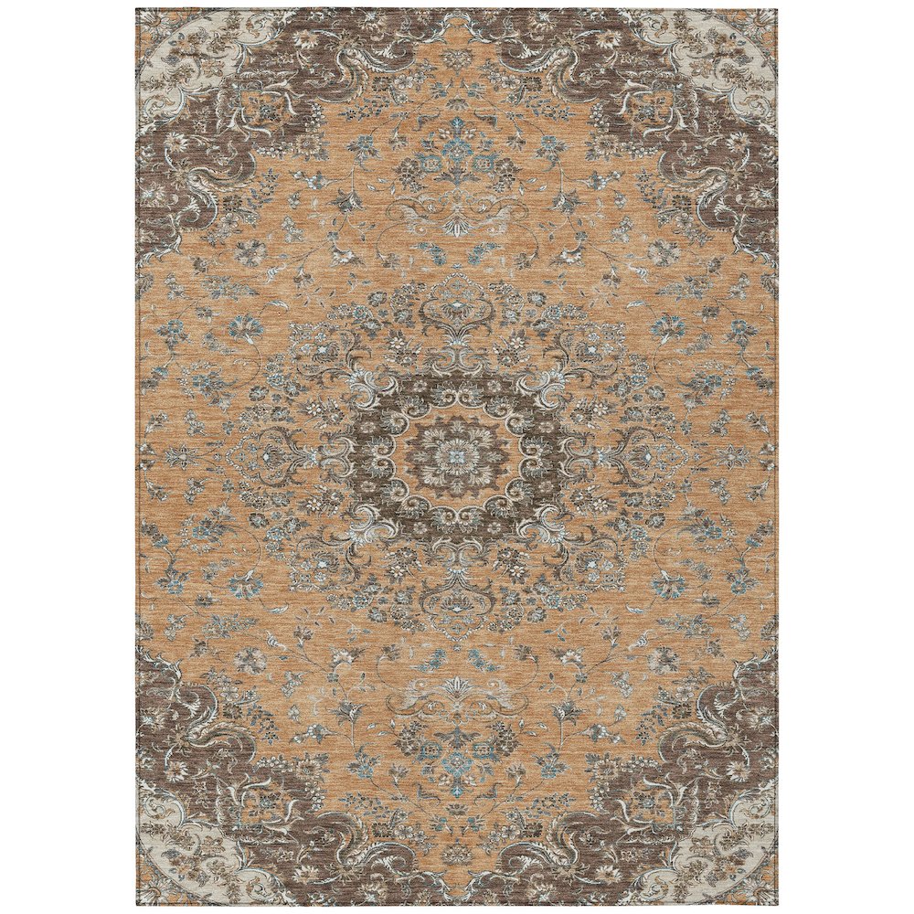 Machine Washable Indoor/Outdoor Chantille ACN2495 Orange 9' x 12' Rug. Picture 1