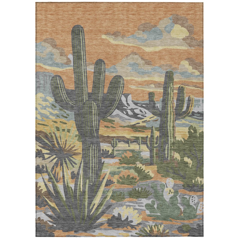 Machine Washable Indoor/Outdoor Chantille ACN2496 Orange 9' x 12' Rug. Picture 1