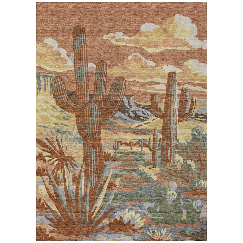 Machine Washable Indoor/Outdoor Chantille ACN2496 Orange 9' x 12' Rug. Picture 1