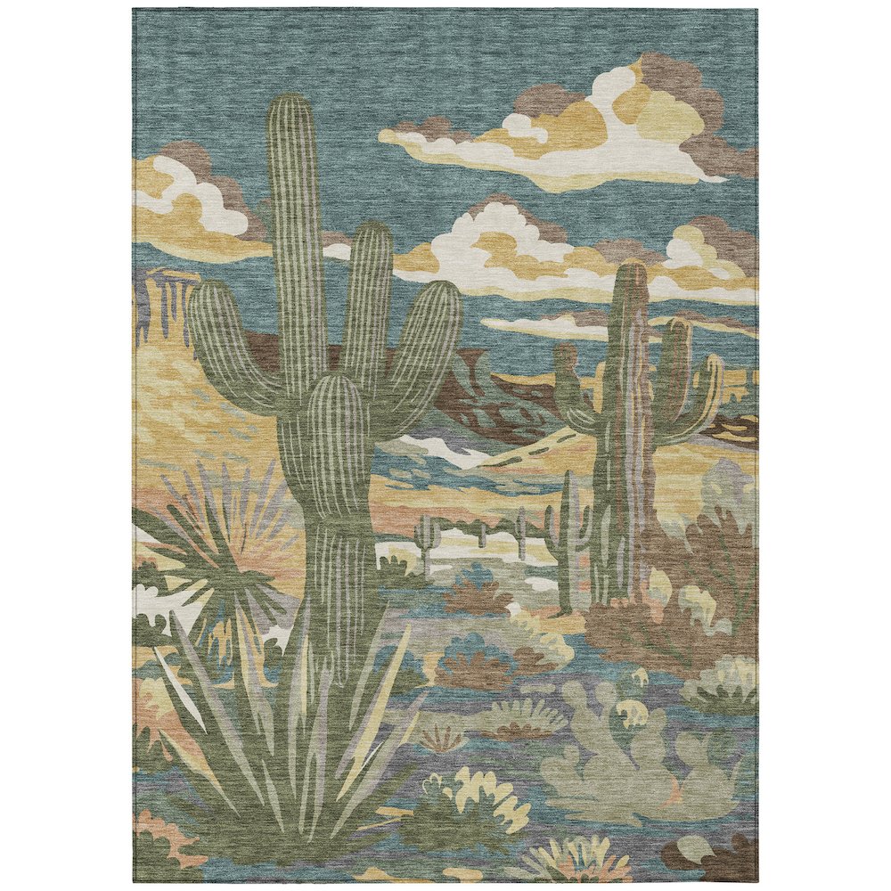 Machine Washable Indoor/Outdoor Chantille ACN2496 Teal 9' x 12' Rug. Picture 1