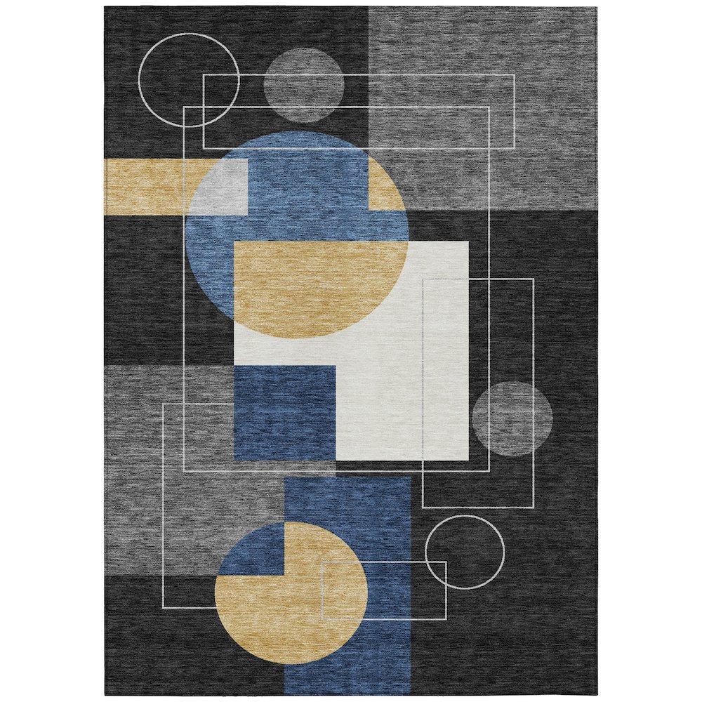 Machine Washable Indoor/Outdoor Chantille ACN2500 Black 9' x 12' Rug. Picture 1