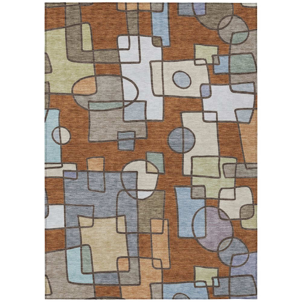 Machine Washable Indoor/Outdoor Chantille ACN2503 Orange 9' x 12' Rug. Picture 1