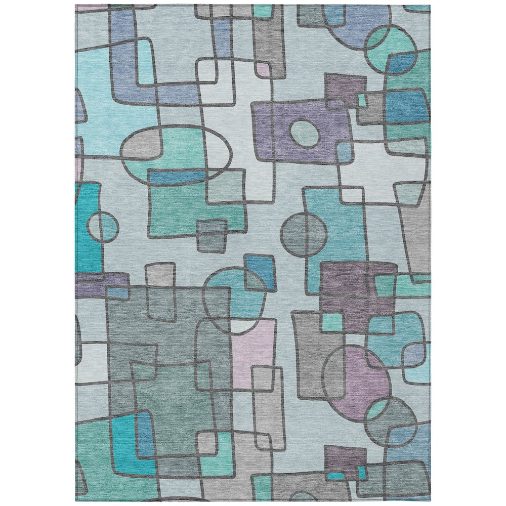 Machine Washable Indoor/Outdoor Chantille ACN2503 Teal 9' x 12' Rug. Picture 1