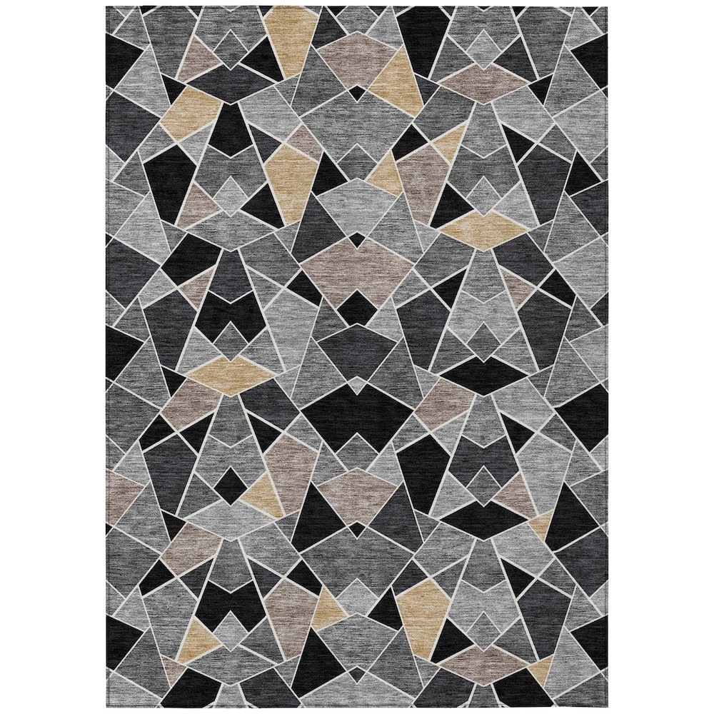 Machine Washable Indoor/Outdoor Chantille ACN2504 Black 9' x 12' Rug. Picture 1