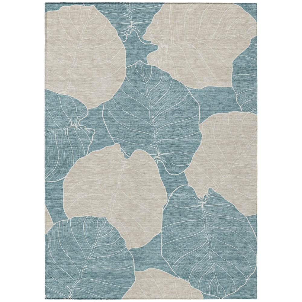 Machine Washable Indoor/Outdoor Chantille ACN2506 Teal 9' x 12' Rug. Picture 1