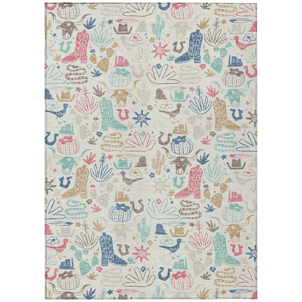 Machine Washable Indoor/Outdoor Chantille ACN2512 Ivory 9' x 12' Rug. Picture 1