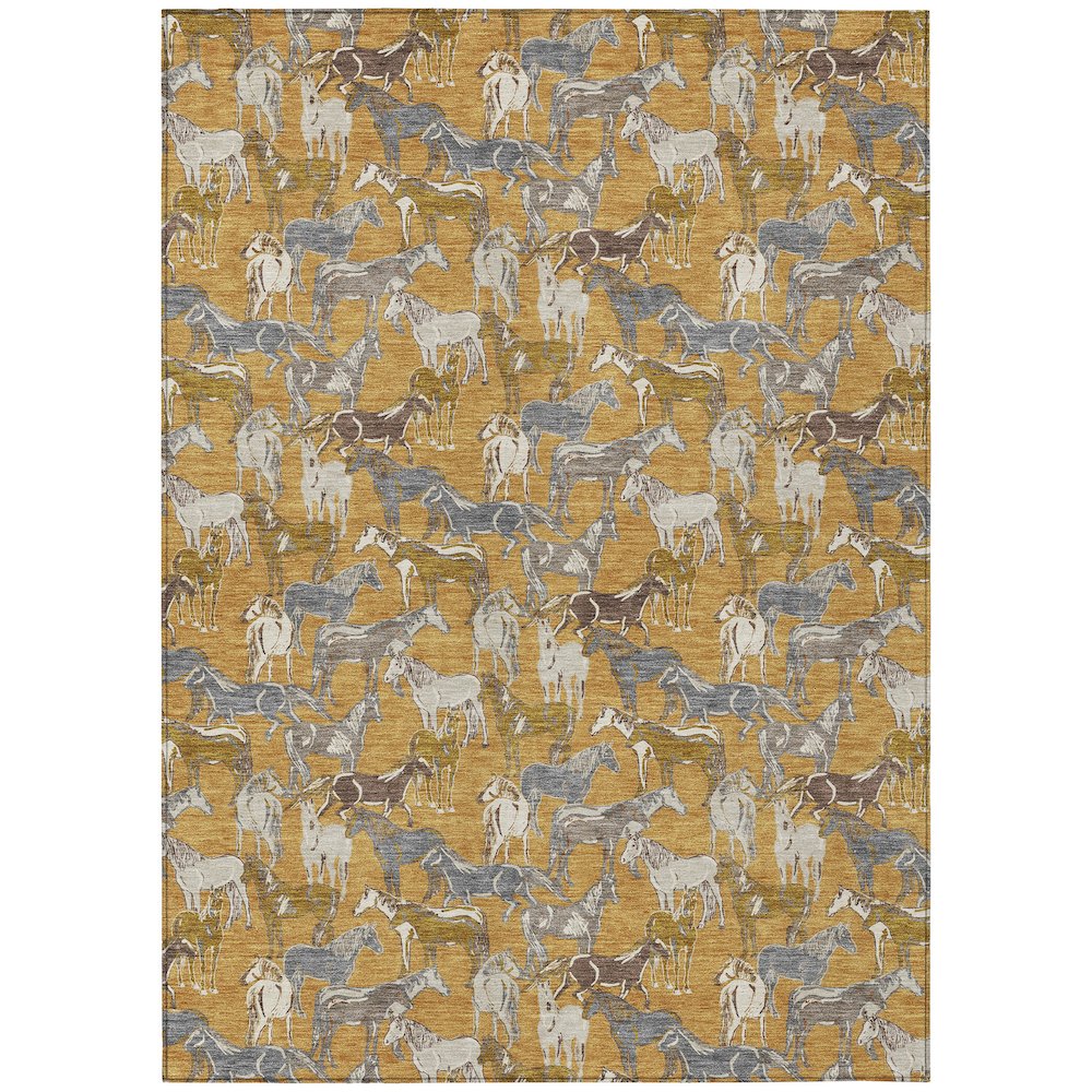 Machine Washable Indoor/Outdoor Chantille ACN2520 Gold 9' x 12' Rug. Picture 1