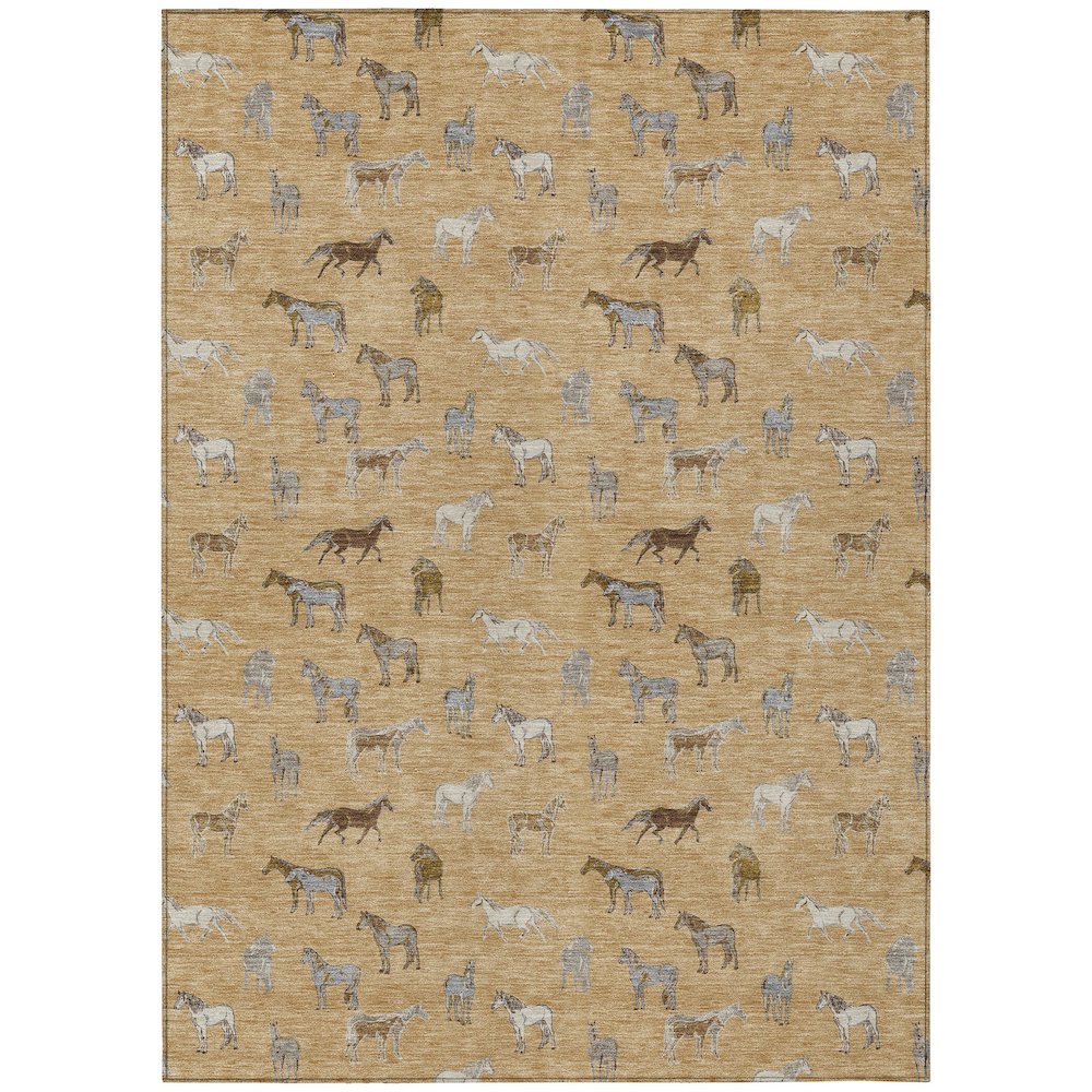 Machine Washable Indoor/Outdoor Chantille ACN2521 Gold 9' x 12' Rug. Picture 1