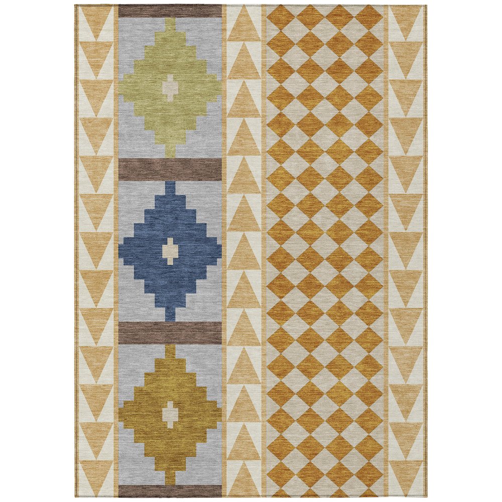 Machine Washable Indoor/Outdoor Chantille ACN2522 Orange 9' x 12' Rug. Picture 1