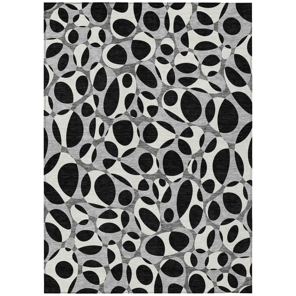 Machine Washable Indoor/Outdoor Chantille ACN2536 Black 9' x 12' Rug. Picture 1