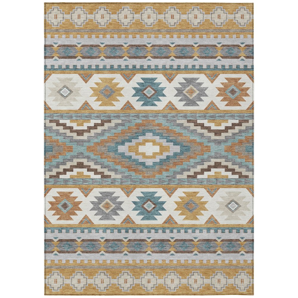 Machine Washable Indoor/Outdoor Chantille ACN2539 Gold 9' x 12' Rug. Picture 1