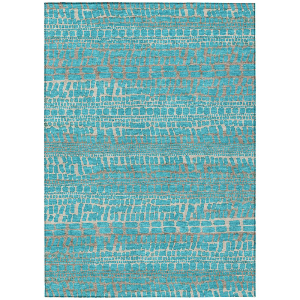 Machine Washable Indoor/Outdoor Chantille ACN2540 Teal 9' x 12' Rug. Picture 1