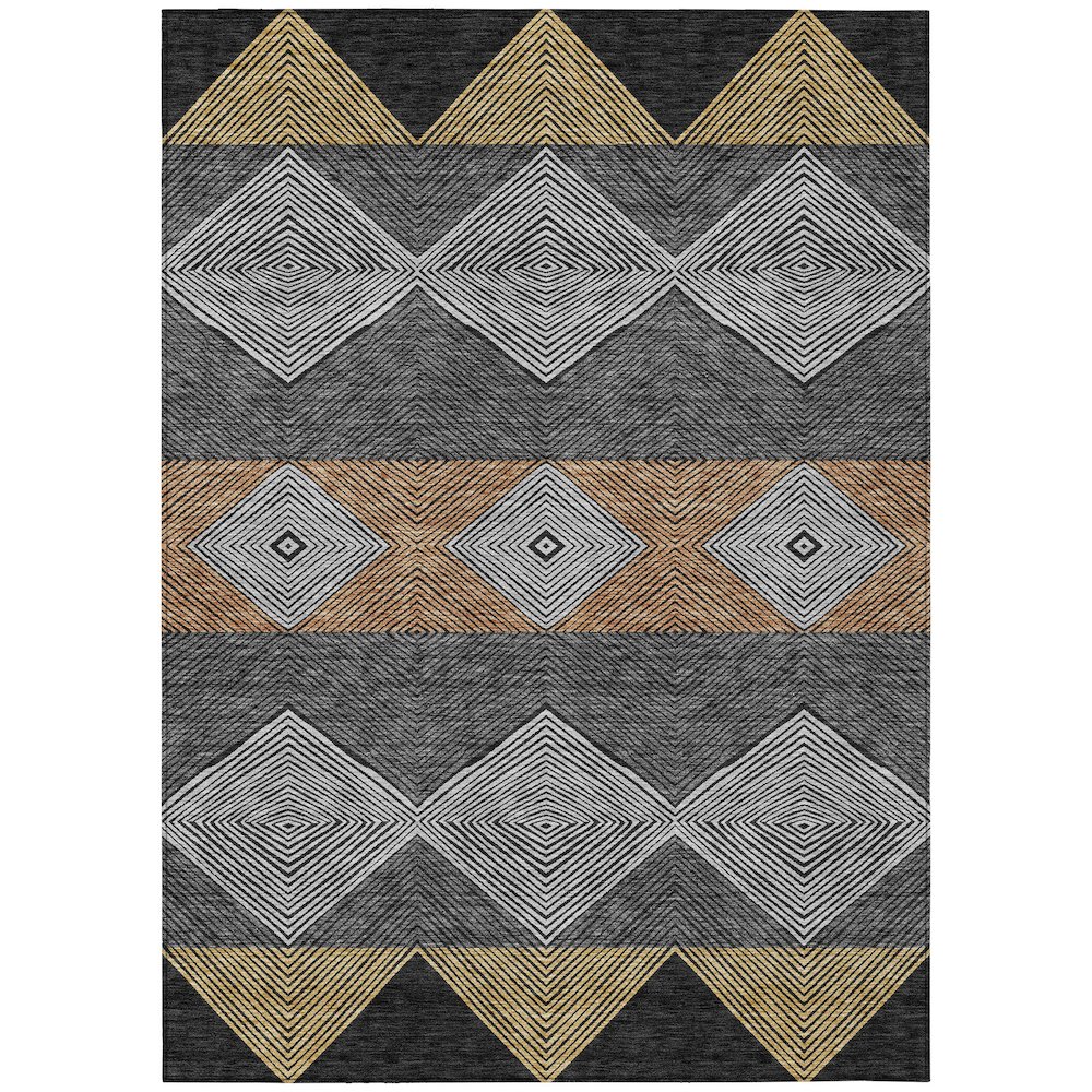 Machine Washable Indoor/Outdoor Chantille ACN2545 Black 9' x 12' Rug. Picture 1