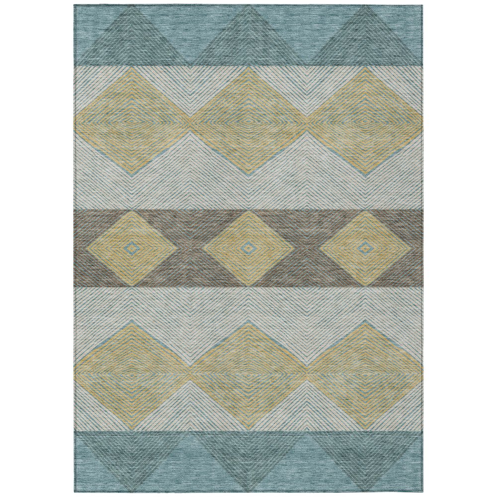 Machine Washable Indoor/Outdoor Chantille ACN2545 Teal 9' x 12' Rug. Picture 1