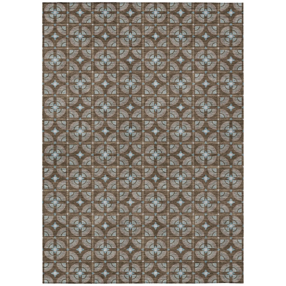 Machine Washable Indoor/Outdoor Chantille ACN2552 Brown 9' x 12' Rug. Picture 1
