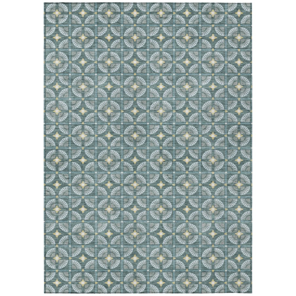 Machine Washable Indoor/Outdoor Chantille ACN2552 Teal 9' x 12' Rug. Picture 1