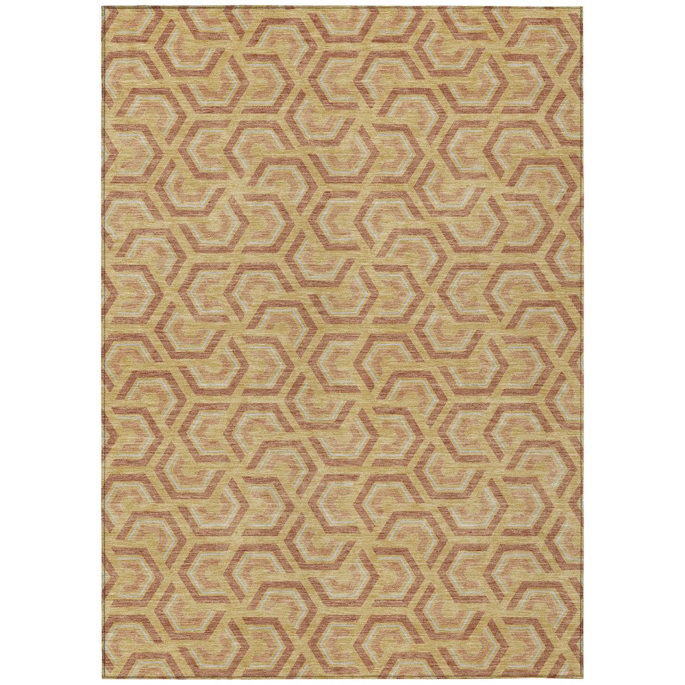 Machine Washable Indoor/Outdoor Chantille ACN2554 Gold 9' x 12' Rug. Picture 1