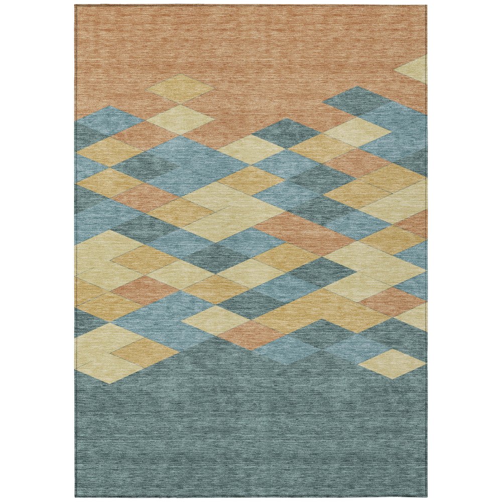 Machine Washable Indoor/Outdoor Chantille ACN2555 Teal 9' x 12' Rug. Picture 1