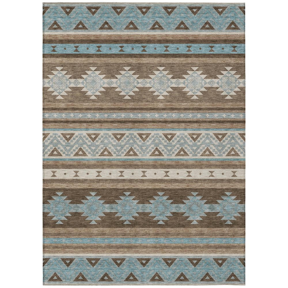 Machine Washable Indoor/Outdoor Chantille ACN2561 Brown 9' x 12' Rug. Picture 1