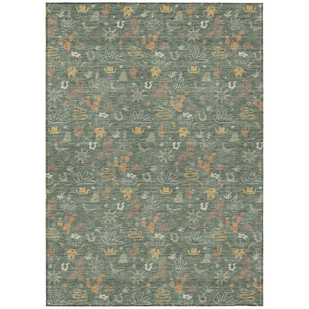 Machine Washable Indoor/Outdoor Chantille ACN2562 Green 9' x 12' Rug. Picture 1