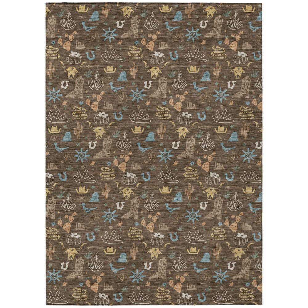 Machine Washable Indoor/Outdoor Chantille ACN2562 Brown 9' x 12' Rug. Picture 1