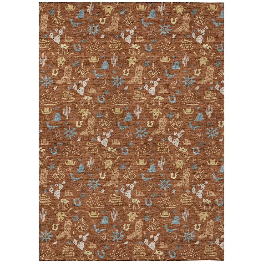 Machine Washable Indoor/Outdoor Chantille ACN2562 Orange 9' x 12' Rug. Picture 1