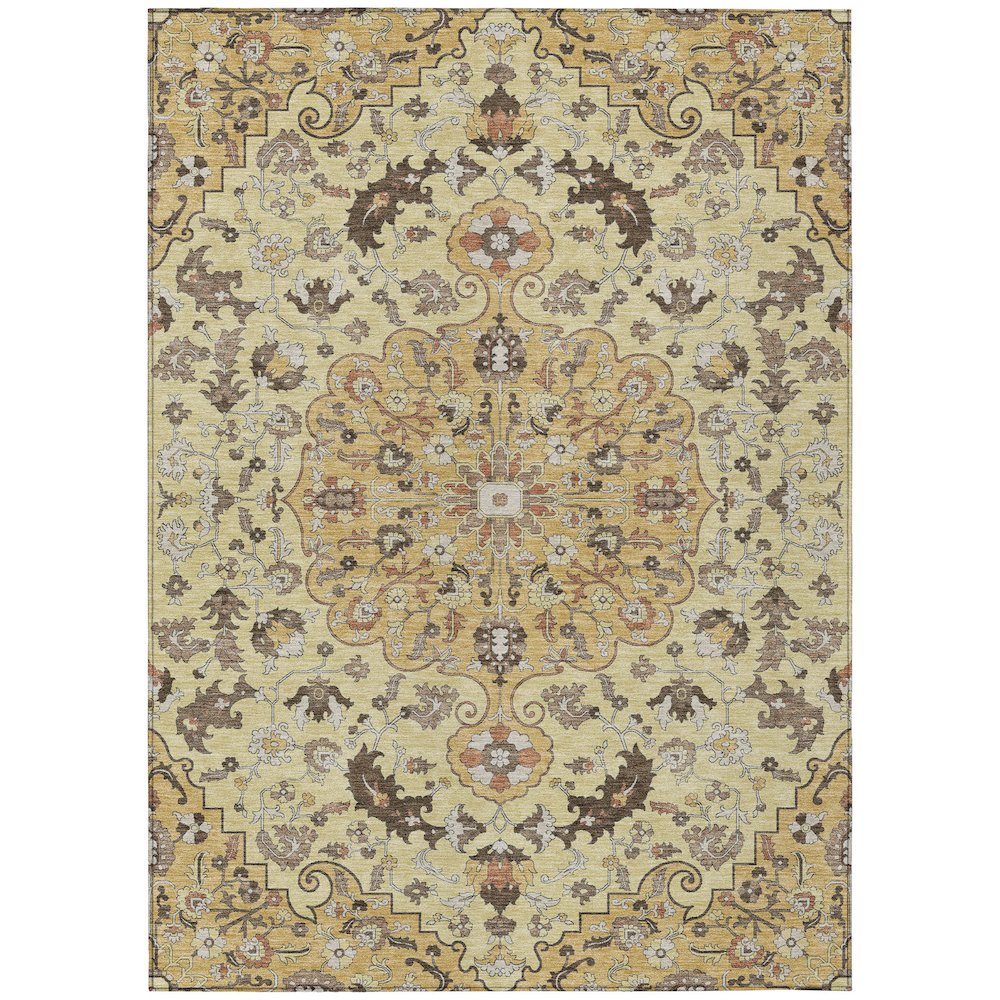 Machine Washable Indoor/Outdoor Chantille ACN2564 Gold 9' x 12' Rug. Picture 1