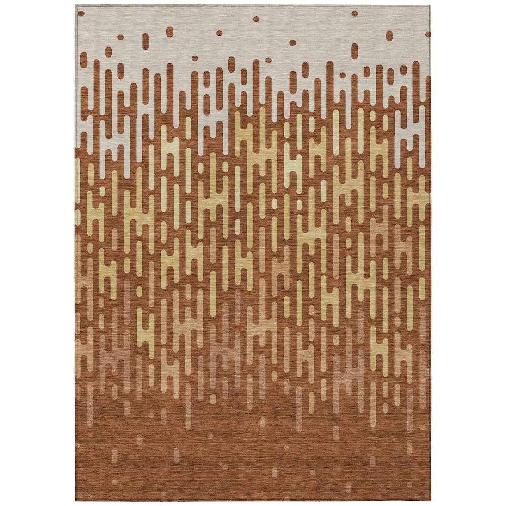 Machine Washable Indoor/Outdoor Chantille ACN2567 Orange 9' x 12' Rug. Picture 1