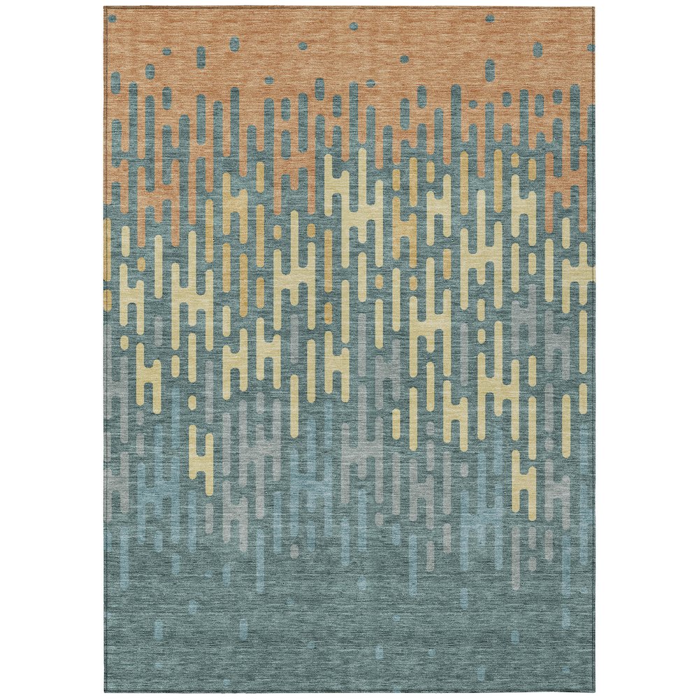 Machine Washable Indoor/Outdoor Chantille ACN2567 Teal 9' x 12' Rug. Picture 1