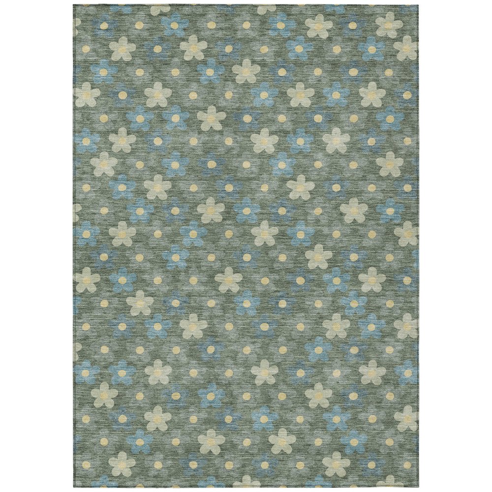 Machine Washable Indoor/Outdoor Chantille ACN2569 Green 9' x 12' Rug. Picture 1