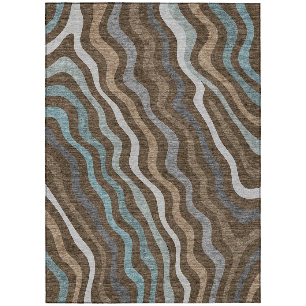 Machine Washable Indoor/Outdoor Chantille ACN2570 Brown 9' x 12' Rug. Picture 1