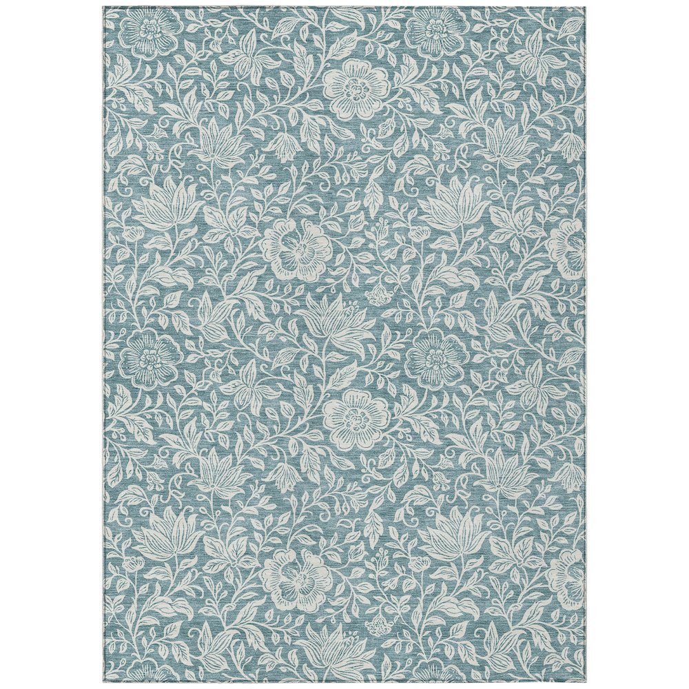 Machine Washable Indoor/Outdoor Chantille ACN2572 Teal 9' x 12' Rug. Picture 1