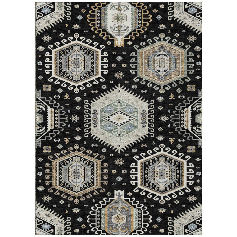 Machine Washable Indoor/Outdoor Chantille ACN2574 Black 9' x 12' Rug. Picture 1