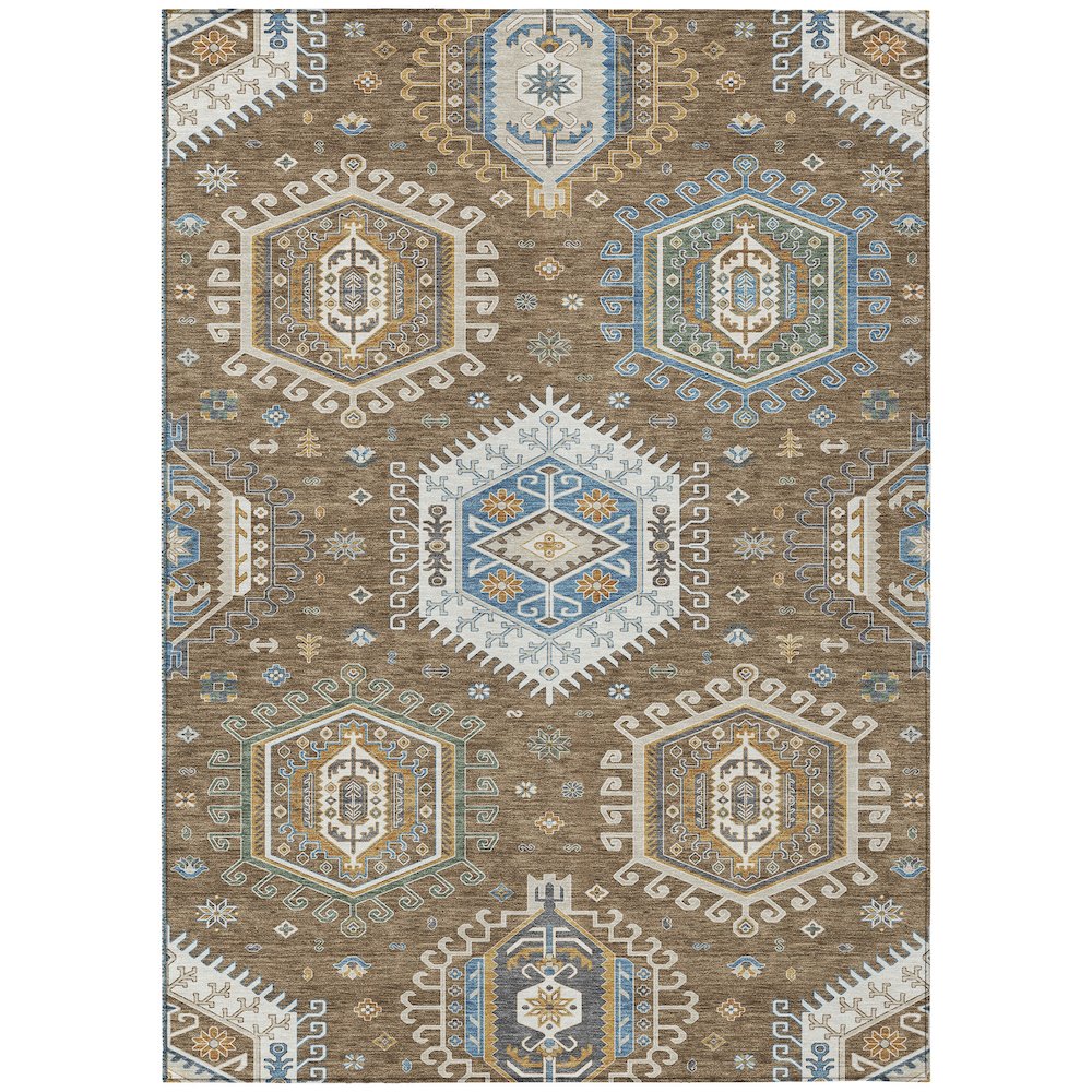 Machine Washable Indoor/Outdoor Chantille ACN2574 Brown 9' x 12' Rug. Picture 1