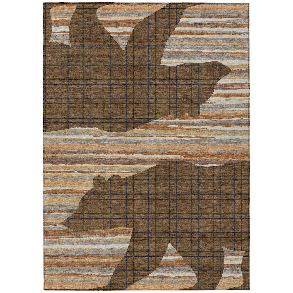 Machine Washable Indoor/Outdoor Chantille ACN2577 Brown 9' x 12' Rug. Picture 1
