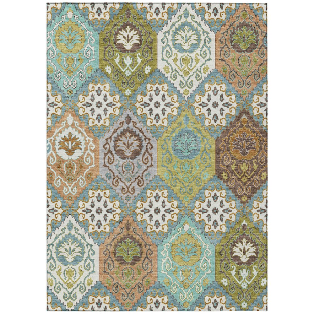 Machine Washable Indoor/Outdoor Chantille ACN2588 Teal 9' x 12' Rug. Picture 1