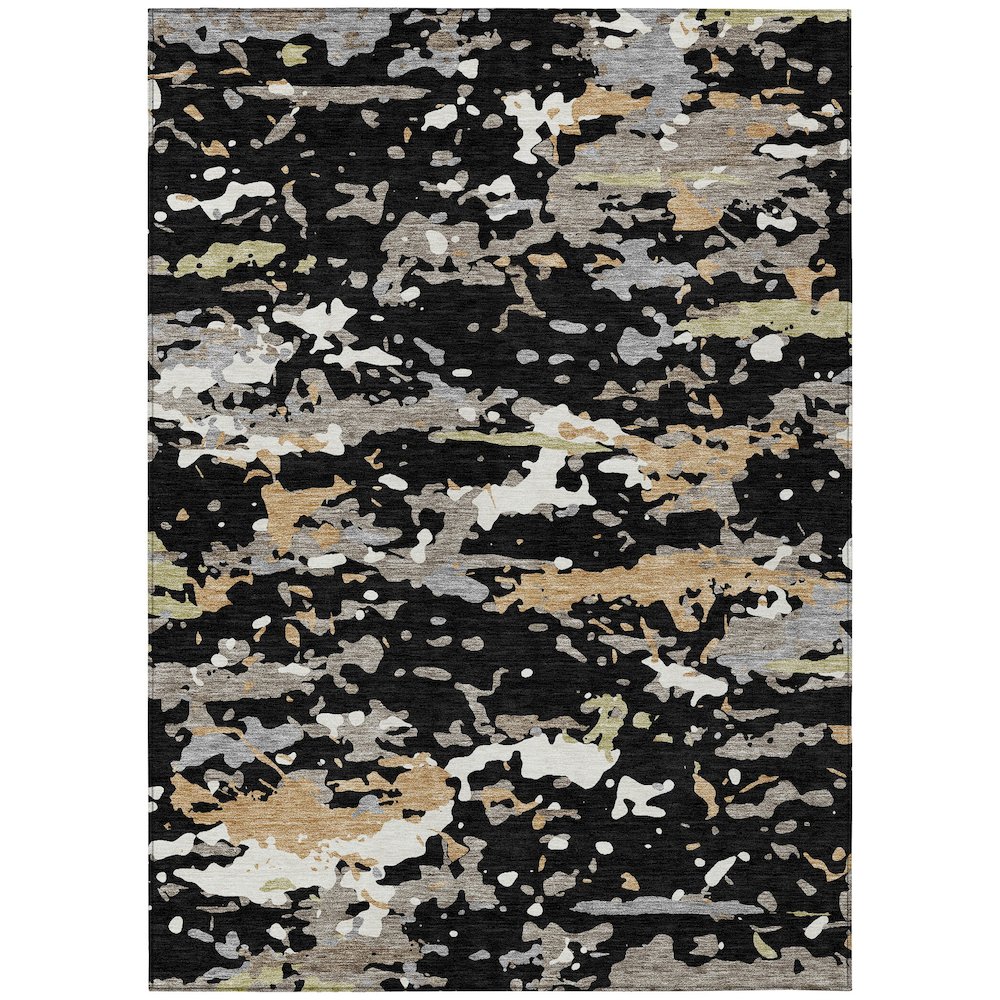 Machine Washable Indoor/Outdoor Chantille ACN2595 Black 9' x 12' Rug. Picture 1