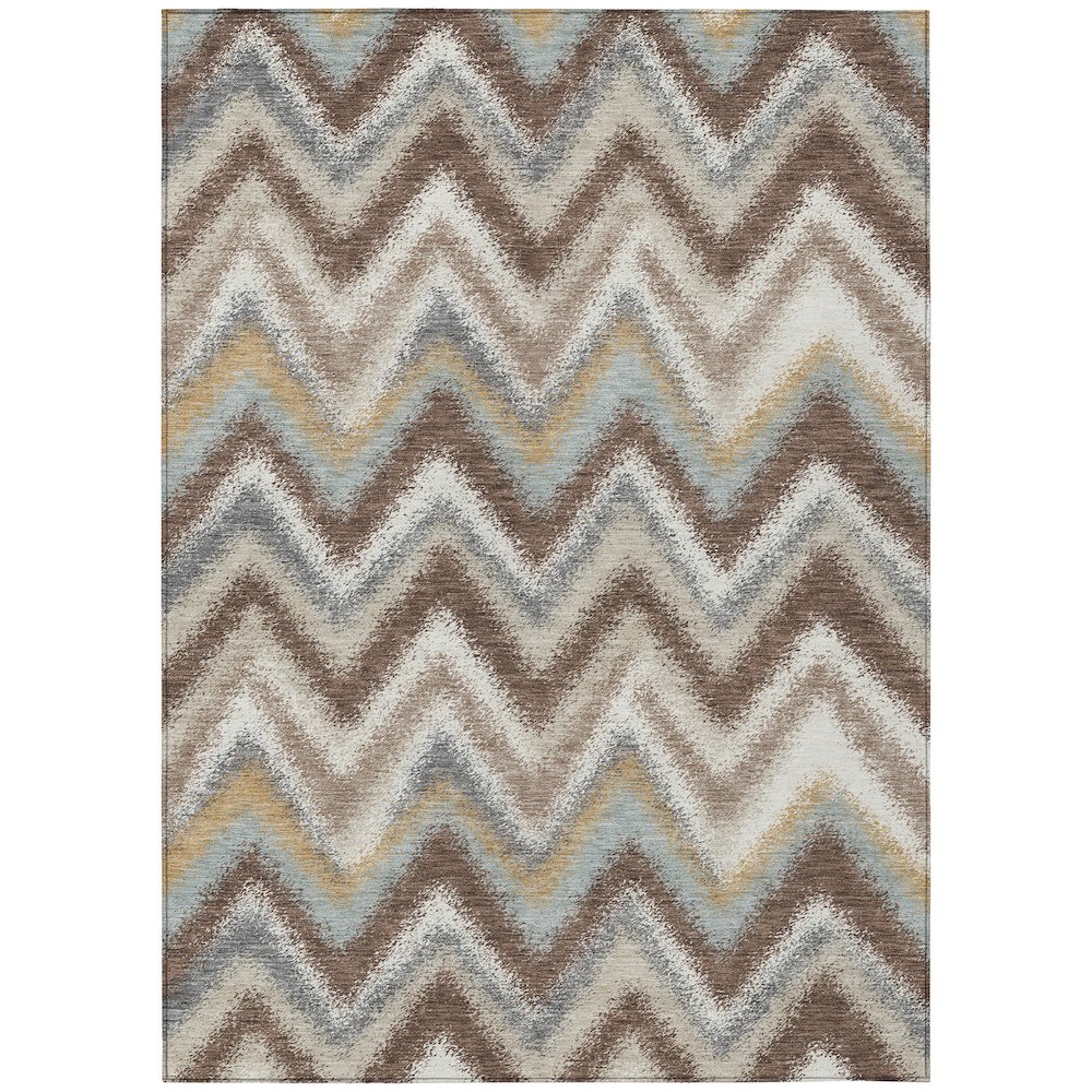 Machine Washable Indoor/Outdoor Chantille ACN2596 Brown 9' x 12' Rug. Picture 1