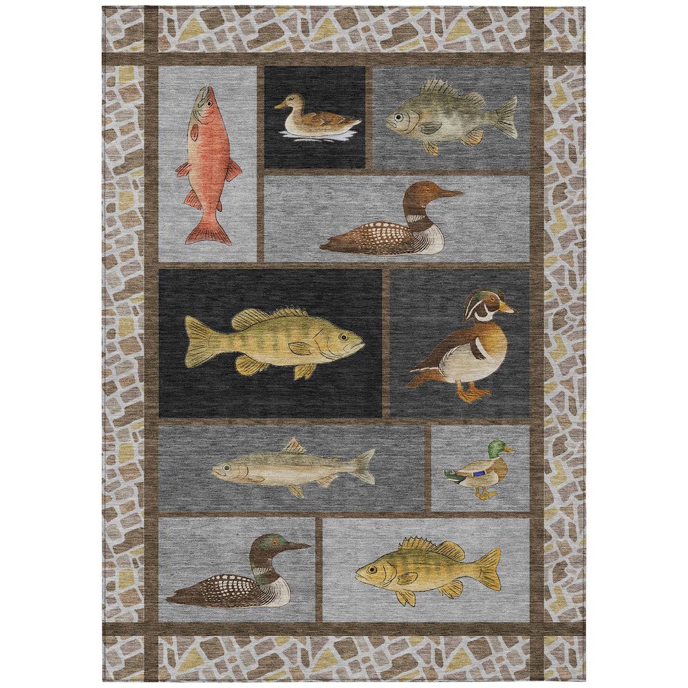 Machine Washable Indoor/Outdoor Chantille ACN2606 Gray 9' x 12' Rug. Picture 1