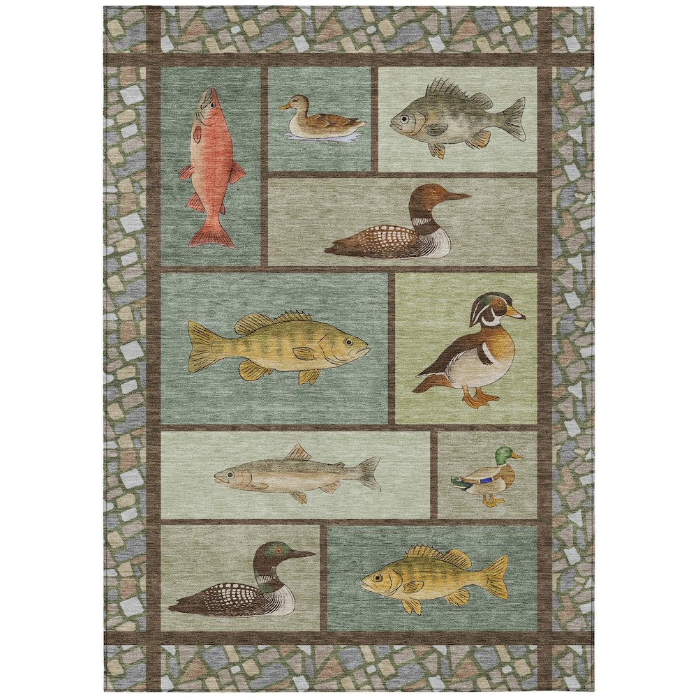 Machine Washable Indoor/Outdoor Chantille ACN2606 Green 9' x 12' Rug. Picture 1