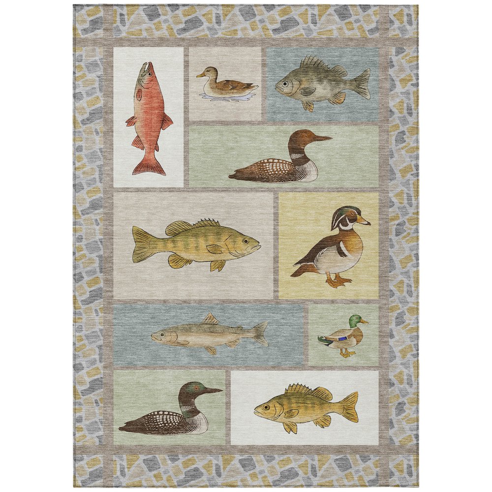 Machine Washable Indoor/Outdoor Chantille ACN2606 Ivory 9' x 12' Rug. Picture 1
