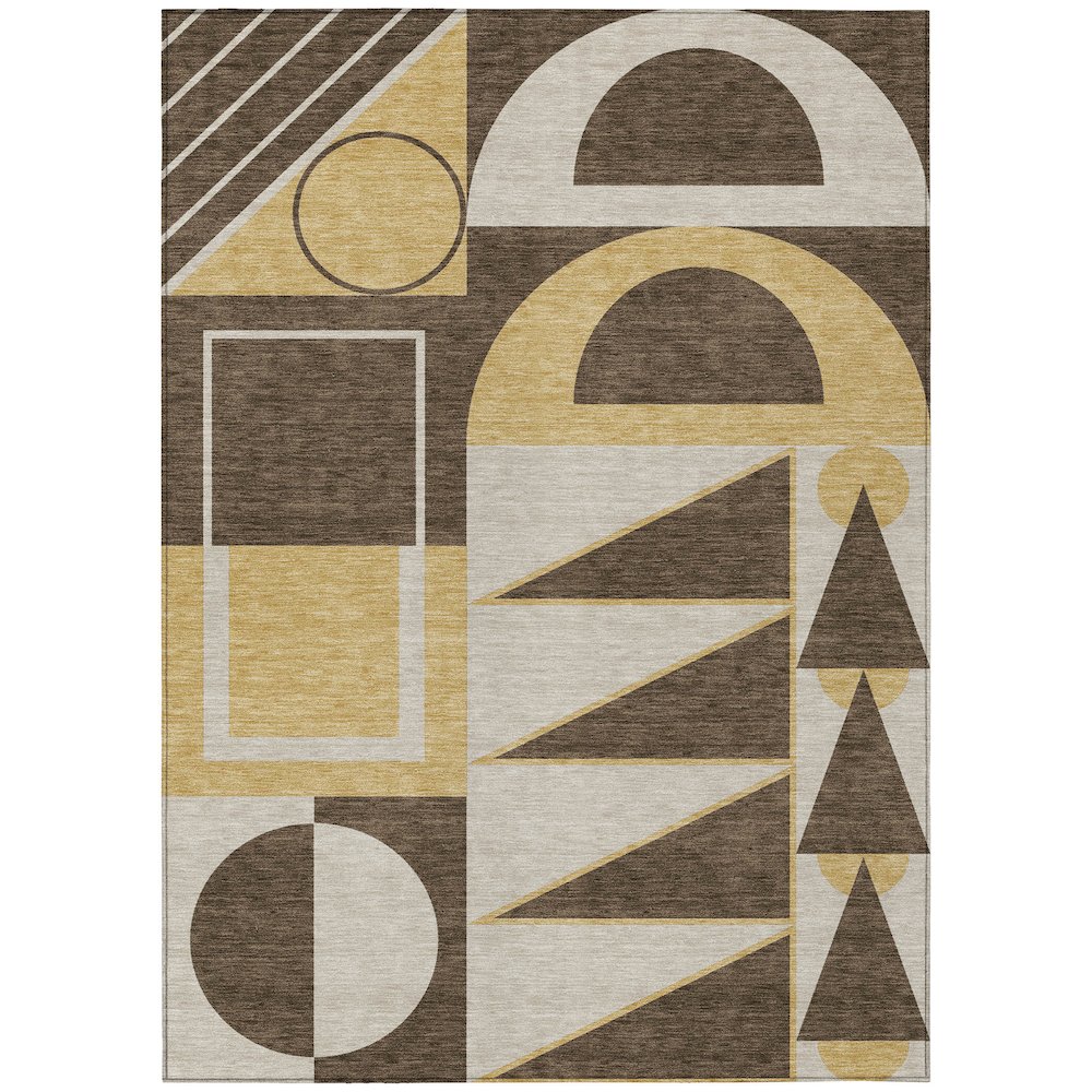Machine Washable Indoor/Outdoor Chantille ACN2607 Brown 9' x 12' Rug. Picture 1