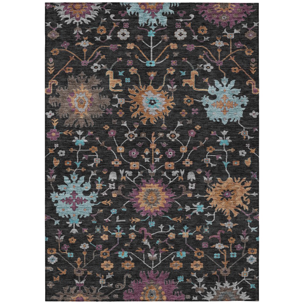 Machine Washable Indoor/Outdoor Chantille ACN2609 Black 9' x 12' Rug. Picture 1