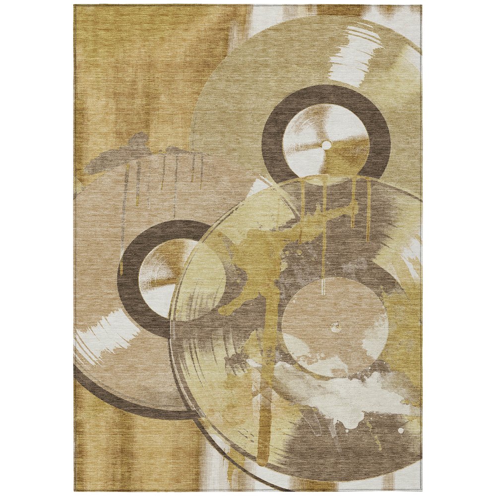 Machine Washable Indoor/Outdoor Chantille ACN2612 Gold 9' x 12' Rug. Picture 1