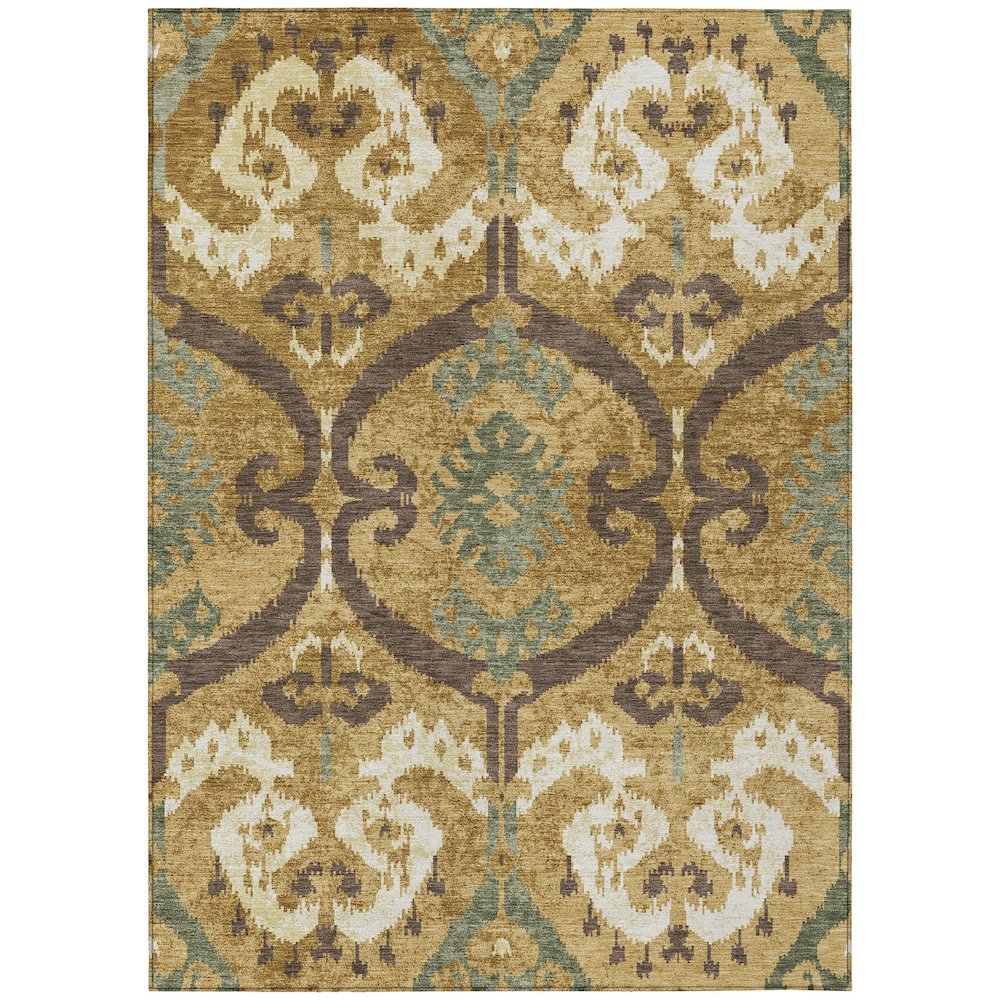 Machine Washable Indoor/Outdoor Chantille ACN2614 Gold 9' x 12' Rug. Picture 1