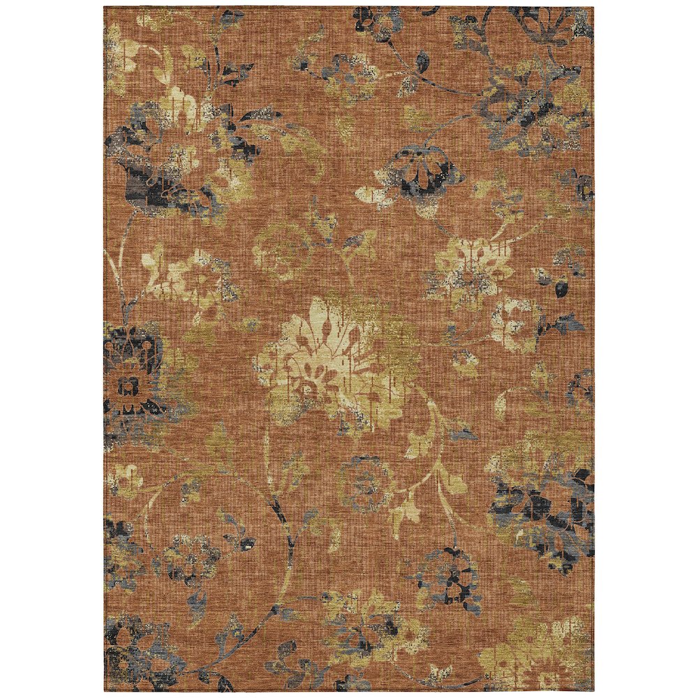 Machine Washable Indoor/Outdoor Chantille ACN2616 Orange 9' x 12' Rug. Picture 1