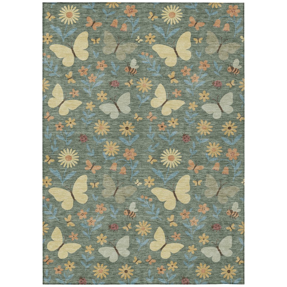 Machine Washable Indoor/Outdoor Chantille ACN2618 Green 9' x 12' Rug. Picture 1