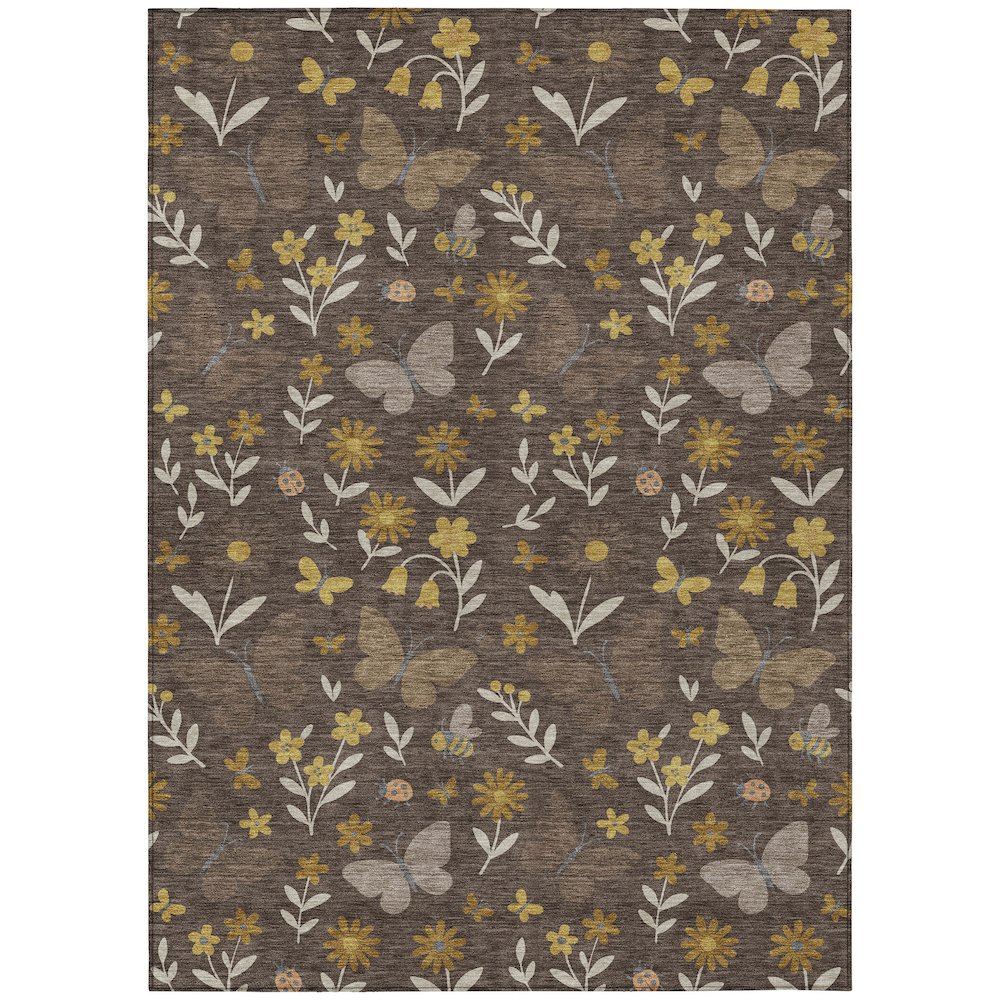 Machine Washable Indoor/Outdoor Chantille ACN2618 Brown 9' x 12' Rug. Picture 1