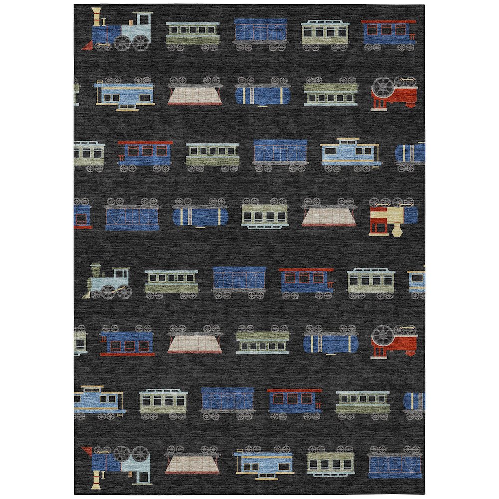 Machine Washable Indoor/Outdoor Chantille ACN2621 Black 9' x 12' Rug. Picture 1